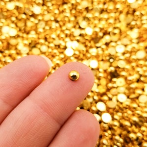 500 4mm Metallic Gold tone round pearl cabochons, flat backed