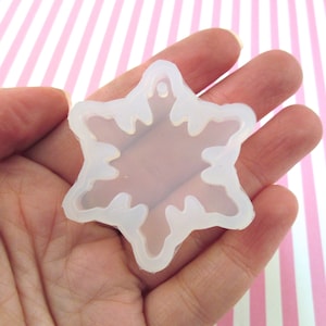 55mm Snowflake Silicone Pendant Charm Ornament Mold for Cabochons, Snow Flake Mould for Clay, Resin Etc Q71A