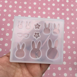 10 Cavity Silicone Easter Bunny Rabbit Mold, DIY Kids Resin Mould Q150A