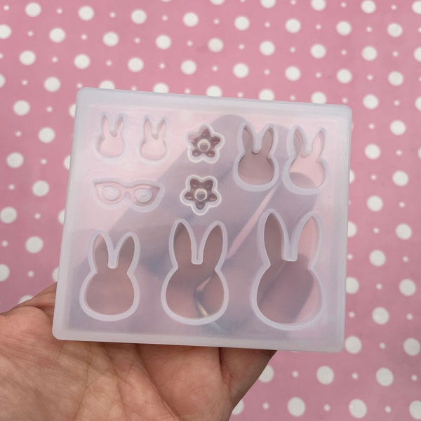 10 Cavity Silicone Easter Bunny Rabbit Mold Q150A
