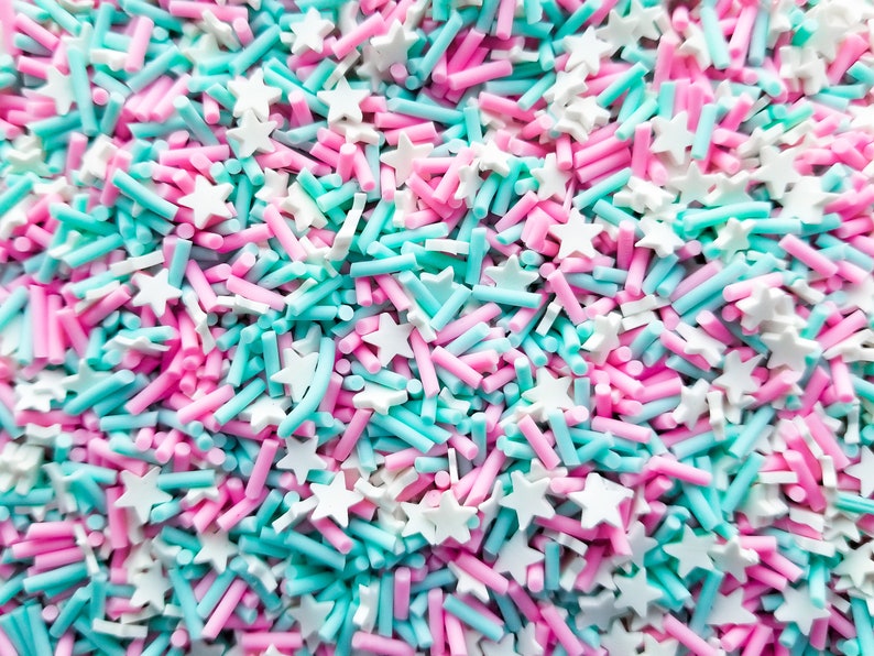 FAIRY FLOSS Mix Pink and Blue Sprinkles with White Stars Etsy