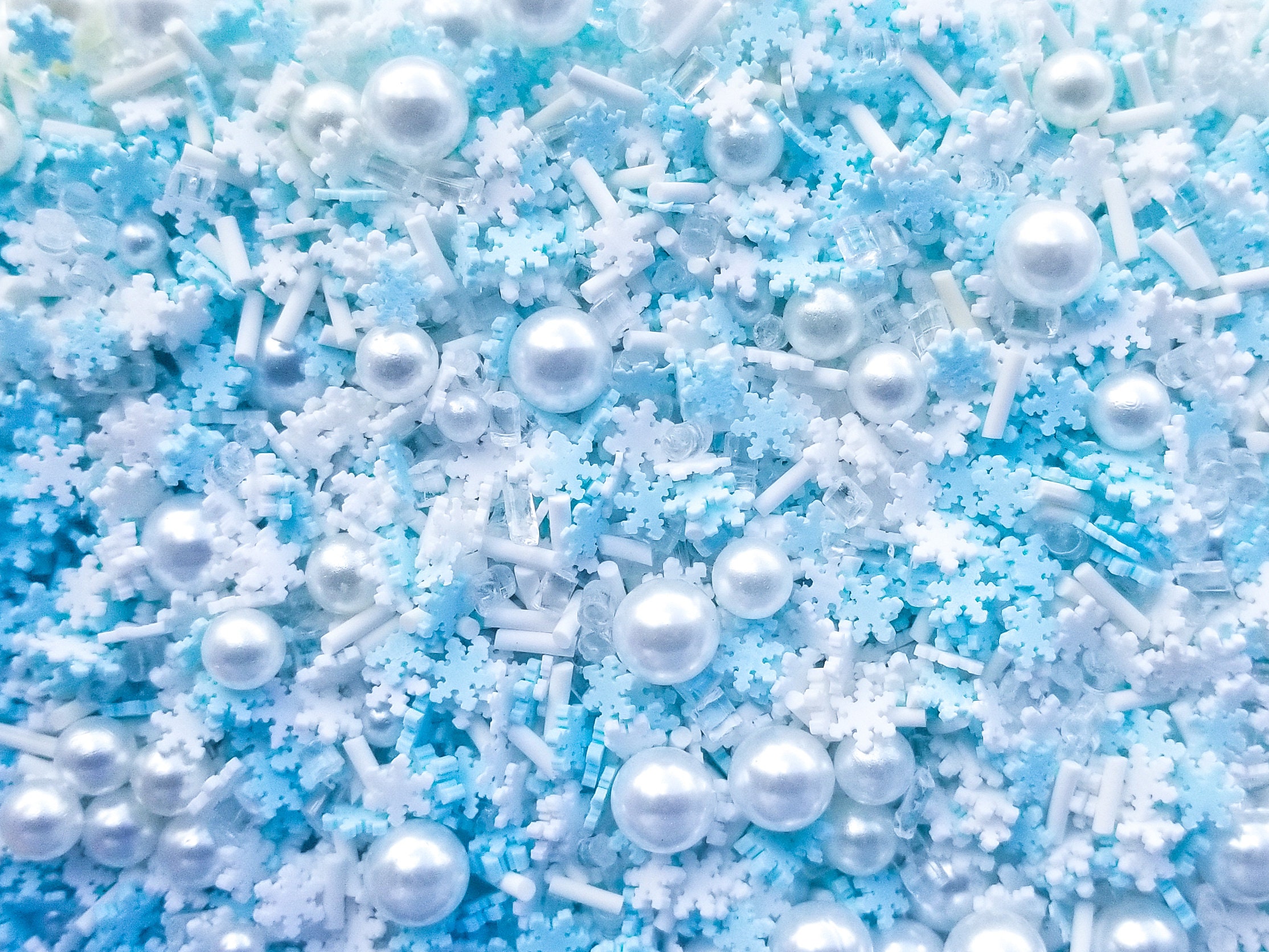 Snowflake Sprinkles, Frozen in Sugar Sprinkle Mix, Blue Snow Fluttering
