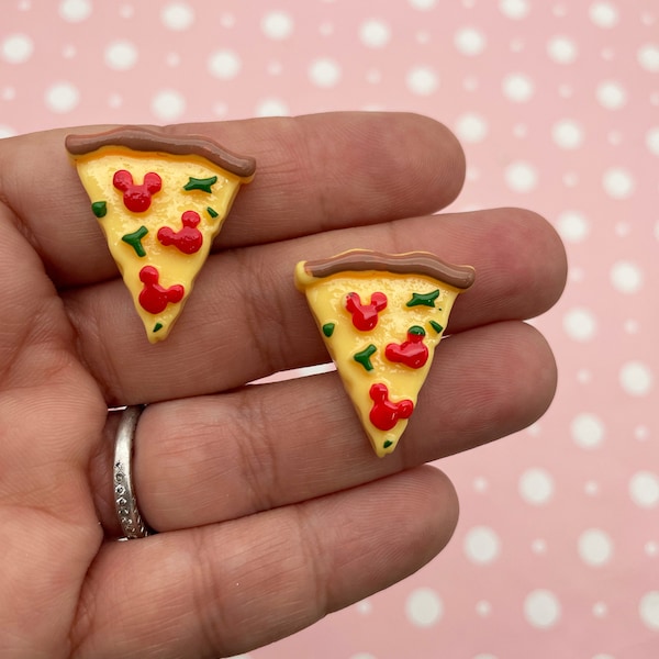 3 Resin Mouse Pepperoni Pizza Cabochon, Pizza Cabs, 429