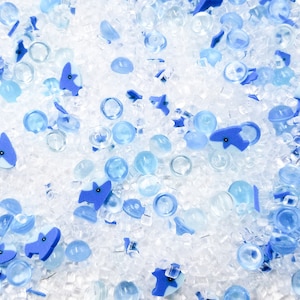 Mezcla de resina para pecera "Nadar con tiburones" de 100 gramos, rodajas falsas de arcilla polimérica, cubitos de hielo acrílicos de plástico para pecera con exfoliante de azúcar.