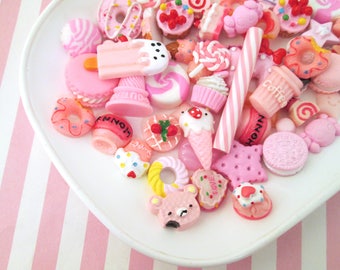 Assorted Pink Sweets/Food/Character Cabochons Mix #F682