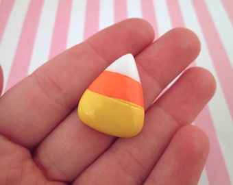 6 Candy Corn Cabochons, Cute Halloween Cabochons, #DH102