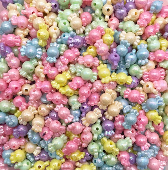 25 Assorted Pastel AB Candy Beads, Taffy Beads, Hard Candy Beads, Chunky  Beads J119