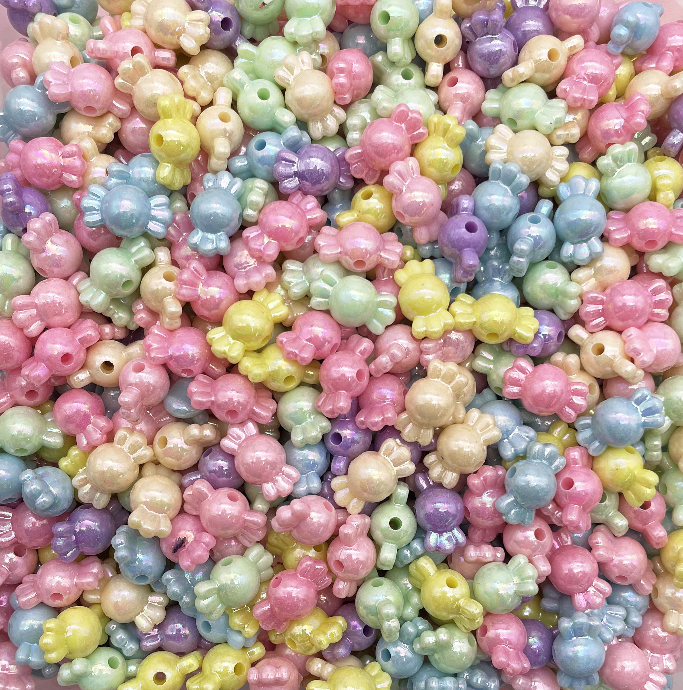 Candy Beads - 23mm Amazing AB Pastel Peppermint Swirl Beads Bright Pas