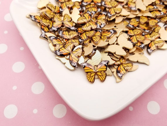 4 Orange Monarch Butterfly Enamel Charms Gold Plated Bug Moth Enamel Charm Pendants F516 Etsy