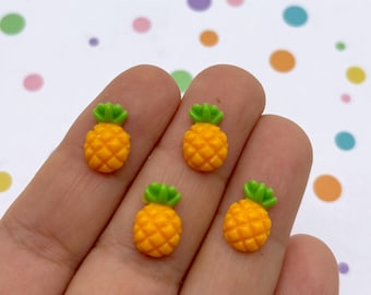 50 pequeños cabujones de piña de resina plana de 12 mm, con base plana de acrílico y frutas tropicales, manualidades para niños (L383)
