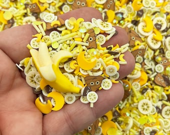 This Sh** is Bananas Polymer Clay Sprinkle Mix with 1 Resin Cab, Fake Bake Tumbler Shaker Fill, Fimo Table Scatter Confetti Slime Supply M85