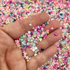 100 Tiny 4x4mm Multicolor Resin Heart Cabochons, Cute Kawaii Nail Heart Cabs, Nail Art Charm Resin Supplies, Resin add-on 1413