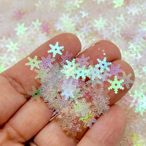 Iridescent AB Clear Snowflake Glitter, Christmas Glitter, Nail Art Glitter, Deco, Holiday Glitter, Pick Your Amount, F554