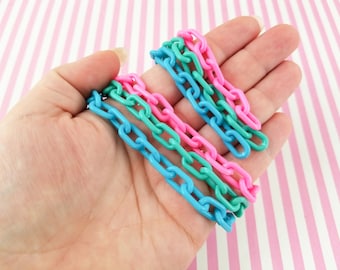 Assorted Color Acrylic Plastic Resin Chain, 13x8mm links, 15.5 inches long, F254