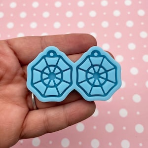 Double Cavity Halloween Kawaii Spider Web Pendant Charm Earring Mold, Silicone Creepy Spooky Cabochon Moulds for Candy, Clay, Resin Etc Q49C