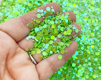 Vårgröna munkbubblor skimrande Shift runda bubbla glitter F570