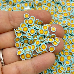 Gelb Blaue Sonnen Fimo Sprinkle Scheiben, Fake Back Fimo Tischstreuung Konfetti, Slime Versorgung Becher Shaker füllen P132