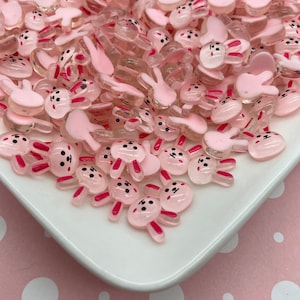 20 Rosa Cabochons mit flacher Rückseite Acryl Kunststoff Bunny Kaninchen Ostern Cabochons, Harz Kawaii Cabochons 390a