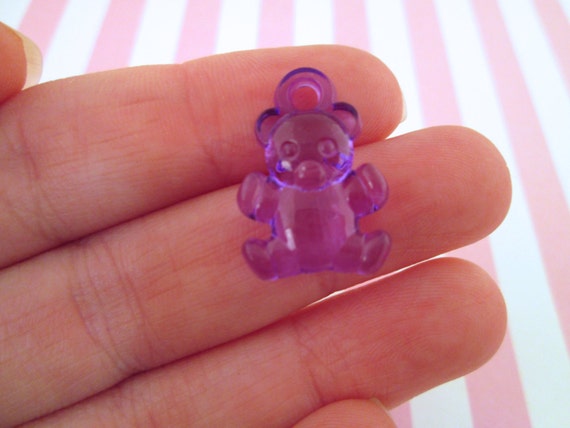 30pcs/bag Kawaii Bear Nail Art Accessories Transparent Resin Bear