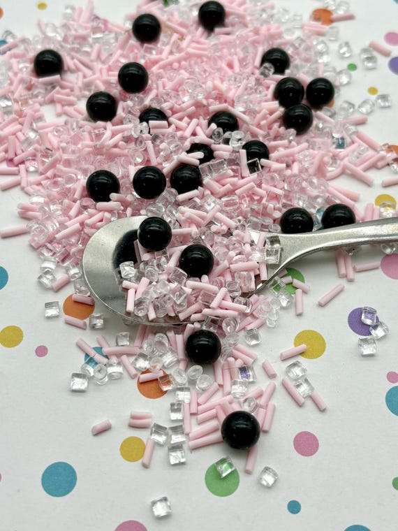 STRAWBERRY BOBA TEA Caviar No Hole Pearl Bead Sprinkle Mix, Fake Bake Polymer Clay  Tumbler Shaker Fill, Slime Supplies  K192