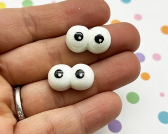 10 Fake Bake Candy Eye Reisn Flatbacked Cabochons, 20mm Cute Halloween Acrylic Plastic Flat Backed Doll Eyeball Cabs 727b