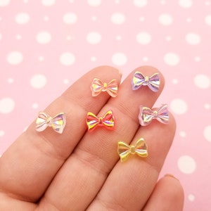 20 plaksteen pastel AB iriserend geassorteerd acryl plastic strik cabochons, platte hars strik cabochons met platte achterkant #1086A
