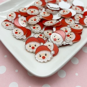 10 schattige harsglitterende kerstman cabochons met platte achterkant - plaksteen glitter acryl plastic kerstcabines voor vakantieambachten - Dh86a