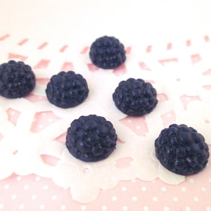 Miniature flatback black/ Blue Raspberry Cabochons, Flexible Silicone Cabs, #072