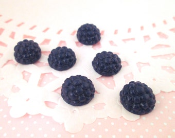 Miniature flatback black/ Blue Raspberry Cabochons, Flexible Silicone Cabs, #072