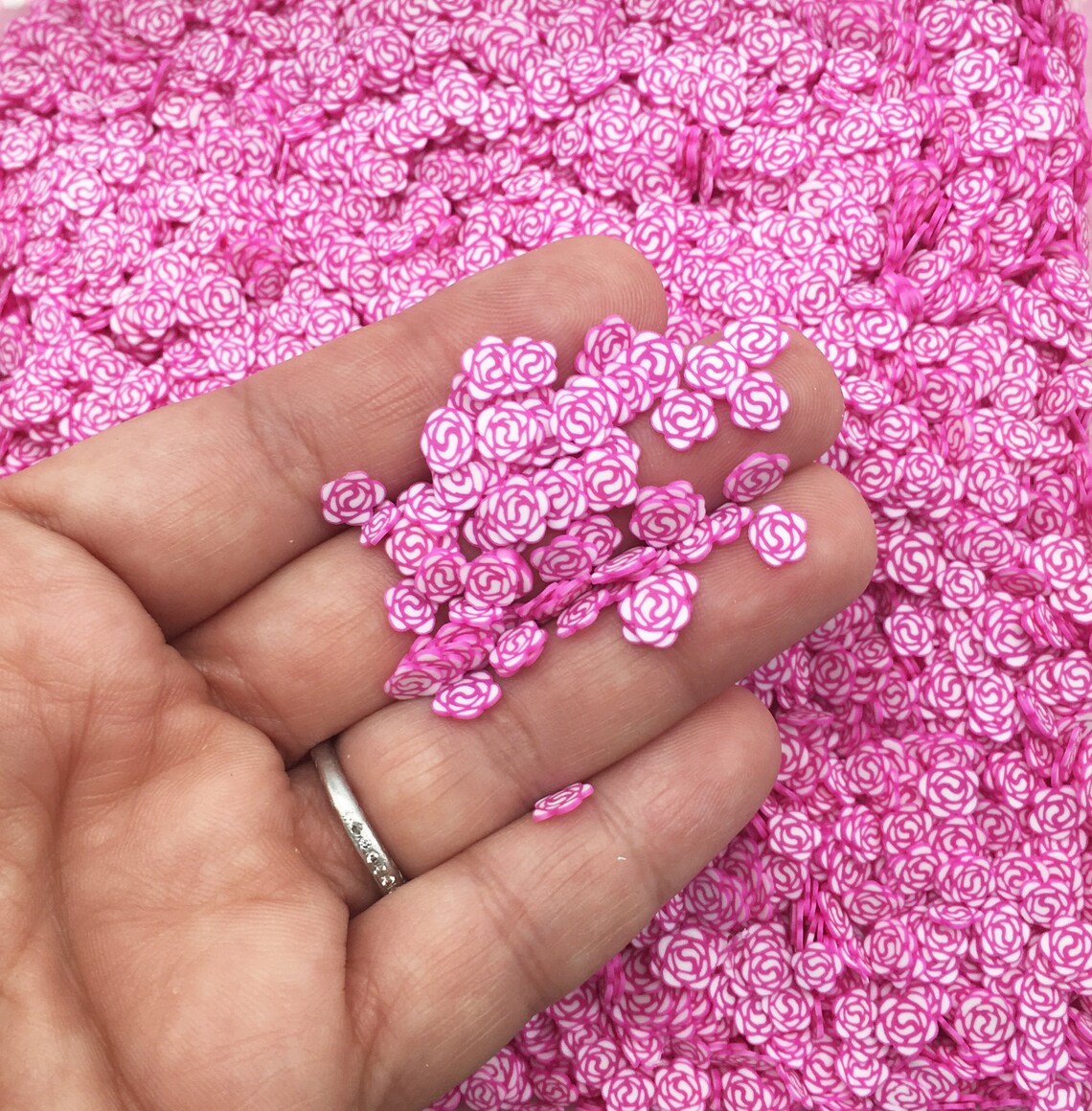 Pink Rose Polymer Clay Flower Sprinkles Fimo Fake Sprinkle Etsy