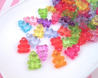 25 Colorful Gummy Bear Charms, Cute Teddy Bear Charms, J83