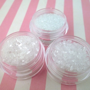 Set of 3 sizes kawaii fake white sugar or salt glass sprinkles, diy fake bake supplies