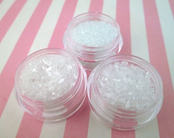 Set of 3 sizes kawaii fake white sugar or salt glass sprinkles, diy fake bake supplies