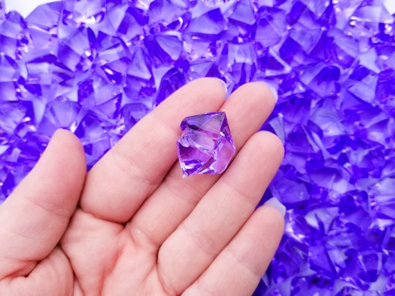 50g LARGE Purple Clear Acrylic Gemstone Chunks, Resin Gem Stones, Faux  Plastic Diamonds, 20 Pieces CHK 5 