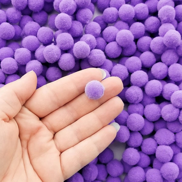 Fifty 15mm Purple Mochi Balls, Pom Poms, Approx. 50 Pieces for Crafts and Slimes