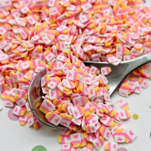 Rosa Eis am Stiel Polymer Clay Scheiben, Fake Streusel Clay Dessert Scheiben, Nail Art Scheiben, Faux Dessert, Miniatur Dessert, R95