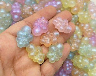 10 Pastel Iridescent Glittery Colorful Plastic Cloud Beads, Acrylic Jewelry beading Supplies J107