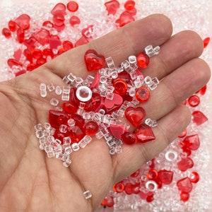 100g 3 1/2 Unzen Liebe ist eine Droge Acryl Plastik Goldfischglas Slushie Knusperschleim und Handwerk Perlen, Harz-Goldfischglas-Schalen + Polymer-Ton-Scheiben