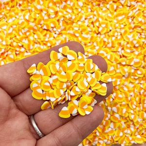 Smaller Candy Corn Polymer Clay Cane Slice, INEDIBLE Halloween Orange Candy Corn Sprinkle Slices, Fake Bake Fimo Table Scatter, N246