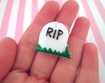 6 Gravestone Cabochons, Cute Halloween Cabochons, DH6b