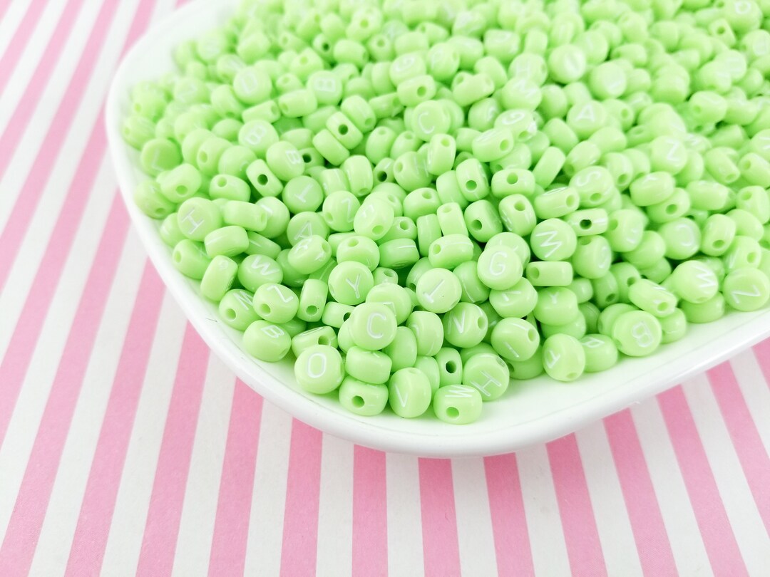 100 Pastel Green 7mm Alphabet Beads, Acrylic Pastel Letter Beads J23 Etsy