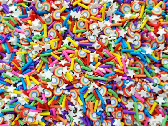 90's Child Bright Rainbow Polymer Clay Fake Sprinkles With White