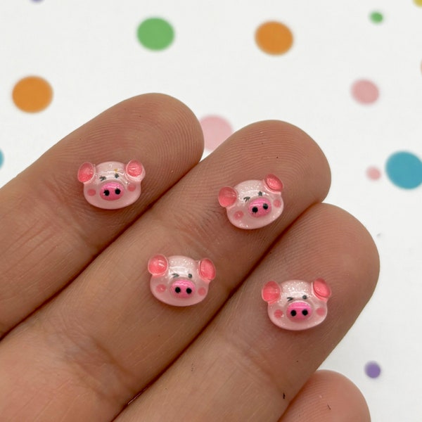 30 Cute Small Pink Pig Resin Flatbacked Resin Nail Cabochons, Flat Backed Plastic Tiny Cabs L428