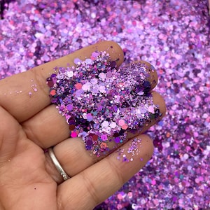 Purple Pixie Dust Assorted Shape Solvent Resistant Glitter, Pick Your Amount, Shaker Mix, Kawaii Glitter F613