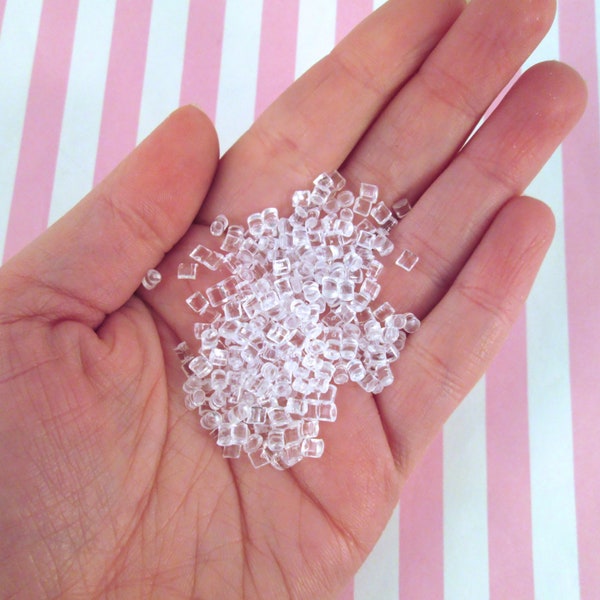 100 gram (3 1/2 ounces) Mini Resin Faux Ice Cubes, Tiny Fake Ice Cubes for Miniature Food for Crunchy Slime and Crafting