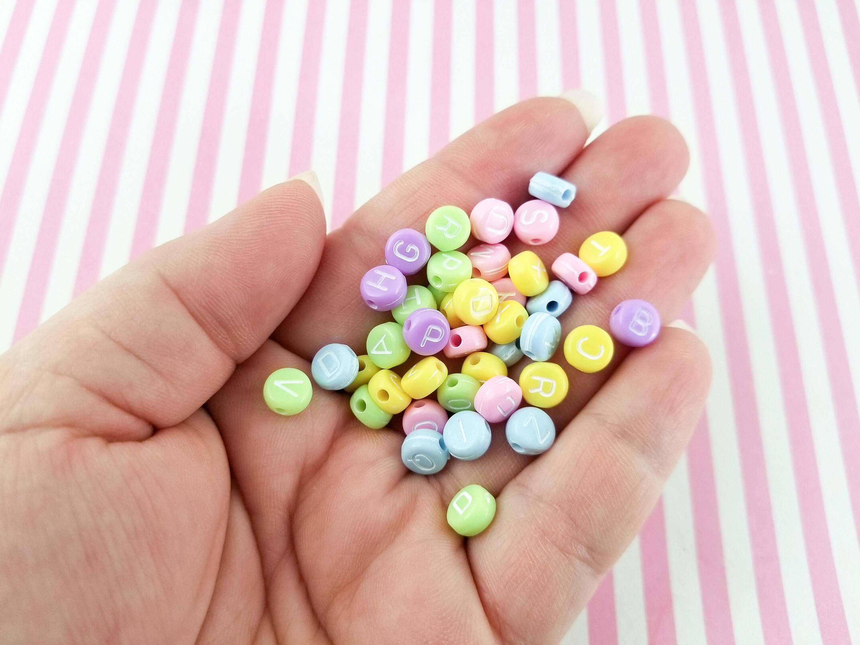 100 Pastel 7mm Alphabet Beads Acrylic Pastel Letter Beads J95 Etsy