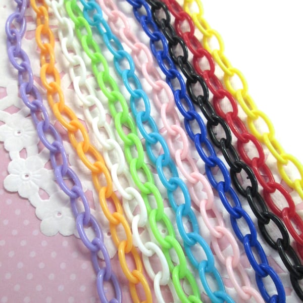 Black Plastic Kawaii Chain, 16 inches long, A395