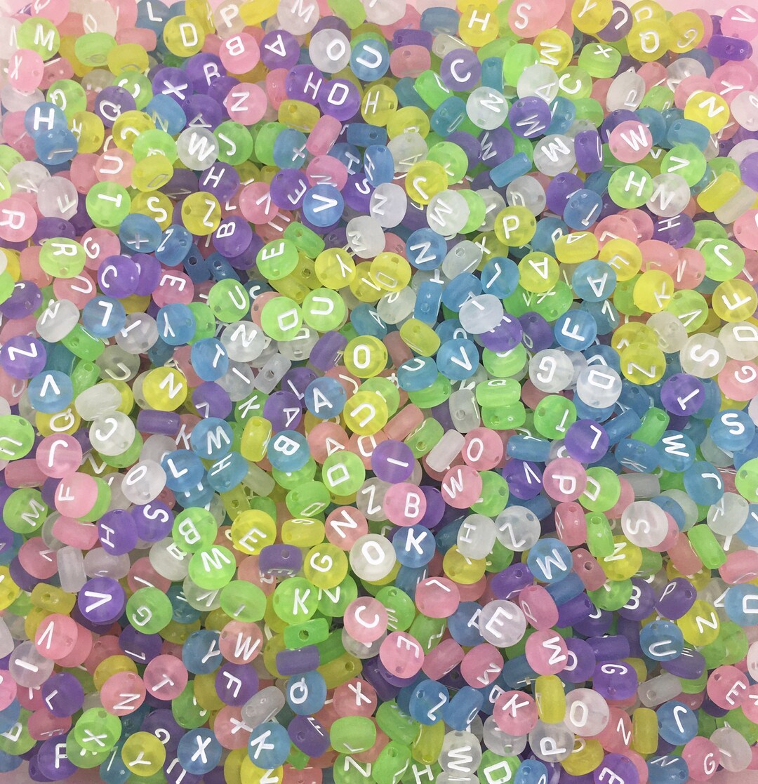 100 Clear Frosted Pastel 7mm Alphabet Beads Acrylic Pastel Etsy