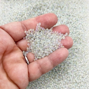 Microperle di vetro rotonde non commestibili, trasparenti e luminose al buio, da 2 mm, senza foro, per cospargere guarnizioni, scegli la tua quantità, G53