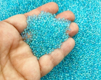 Non Edible Light Blue GLOW In The Dark  2mm Round Glass Microbeads, No Hole Seed Beads Sprinkle Toppings, Pick Your Amount, G52